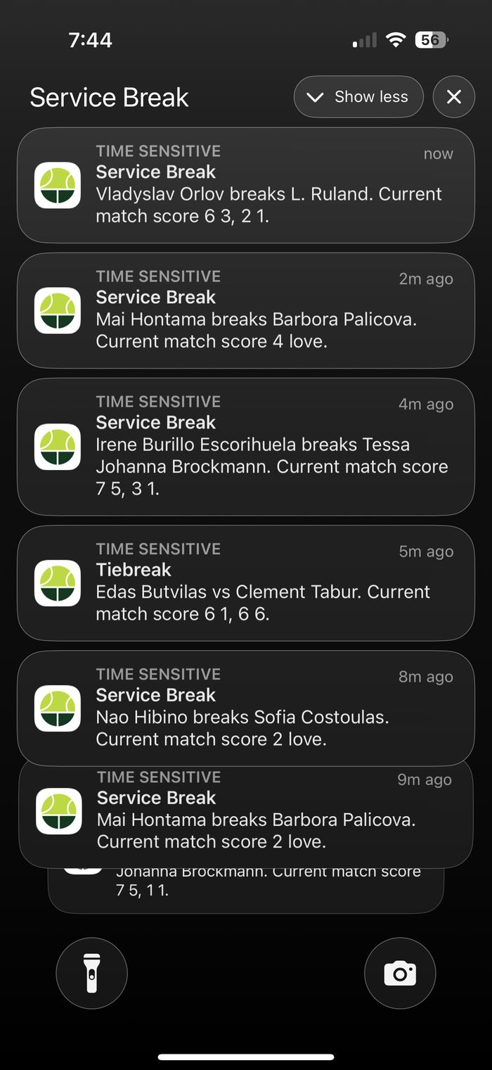 Service Break alert notifications on the iPhone lock screen